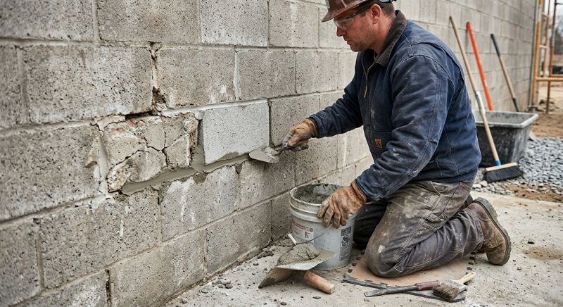 Cinder Block Wall Repair in Lawrenceville, GA