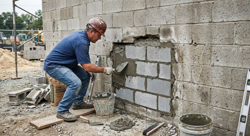 Cinder Block Wall Repair in Norcross, GA