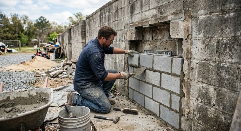 Cinder Block Wall Repair in Tucker, GA